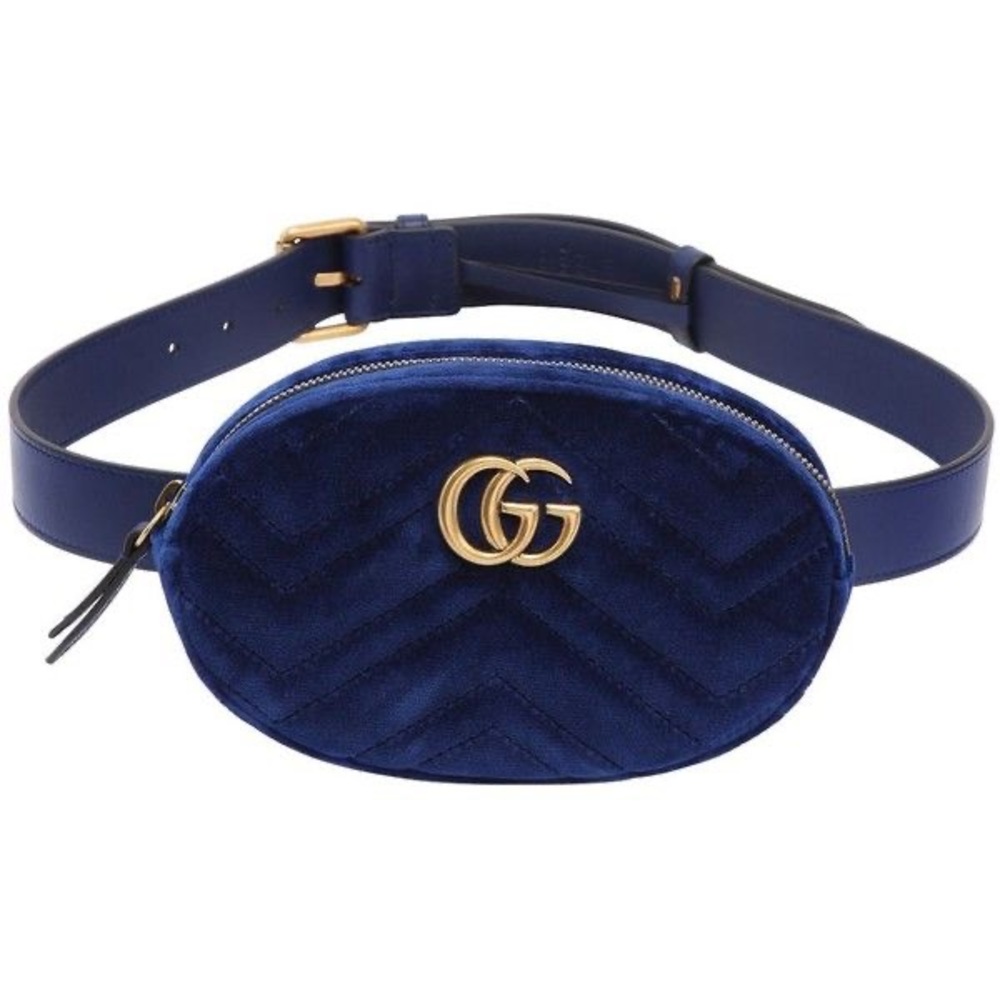 BRAND NEW Gucci GG Marmont Belt Bag Matelasse Cobalt Blue Velvet with Dustbag - Picture 12 of 13